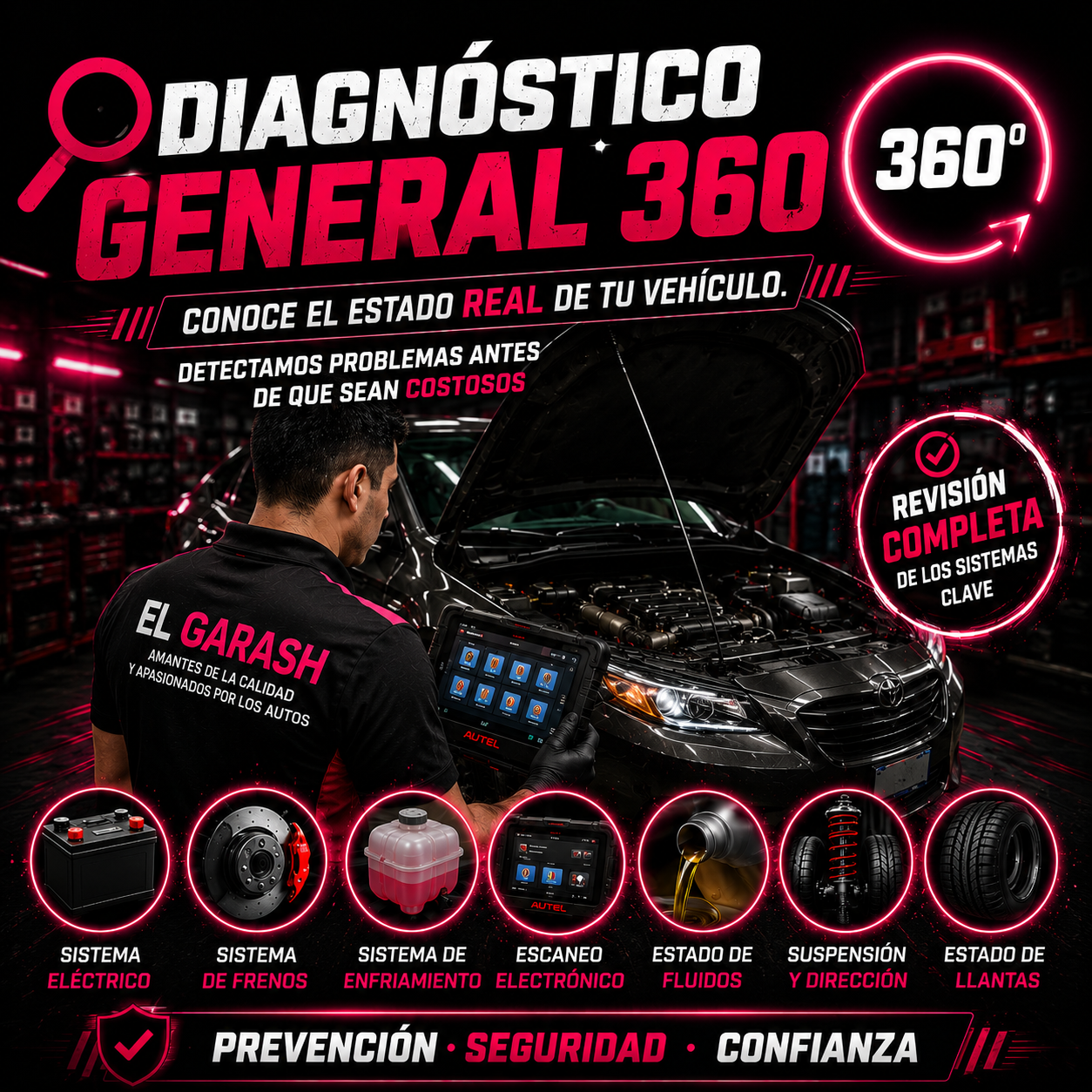 Diagnóstico general 360 para automóvil